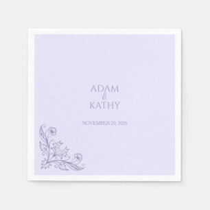 Minimalist Floral Lavender Wedding Napkin