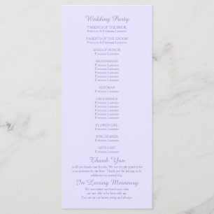 Minimalist Floral Lavender Wedding Program Programme