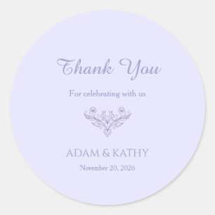 Minimalist Floral Lavender Wedding Sticker