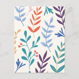 Minimalist floral leaf holiday postcard