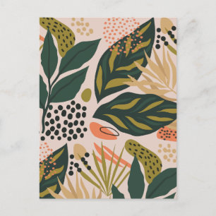 Minimalist floral leaf holiday postcard