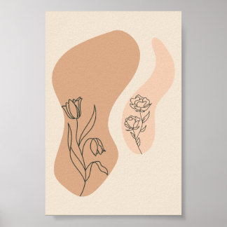 Minimalist Floral Line Art Abstract Boho Print
