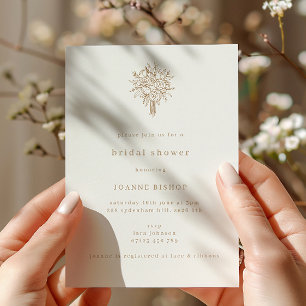 Minimalist Floral Line Art Bridal Shower Invitation