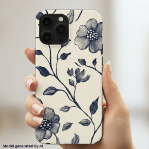 Minimalist Floral Line Art - Elegant Botanical iPhone 15 Pro Max Case