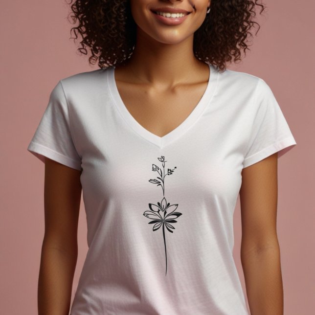  “Minimalist Floral Line Art” Elegant Design T-Shirt (Creator Uploaded)