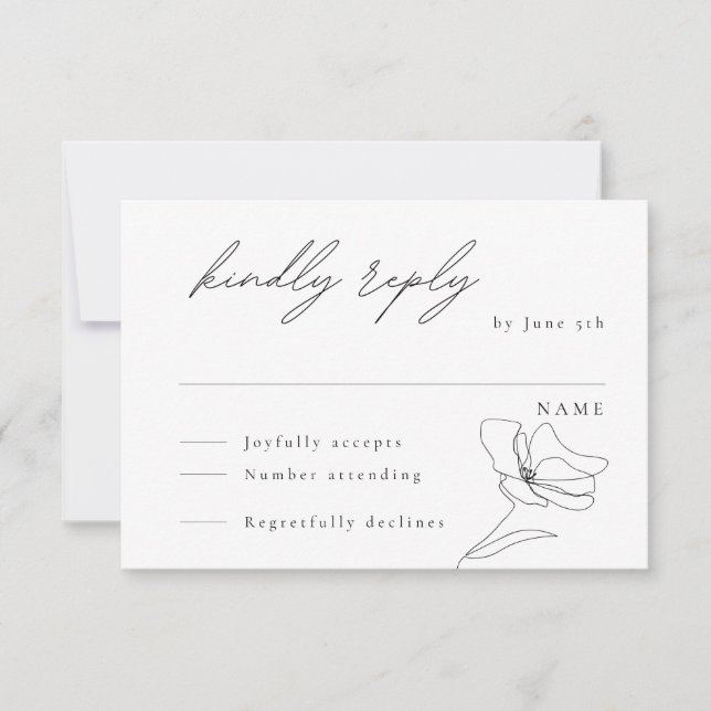 Minimalist Floral Line Art Enclosure Card (Front)