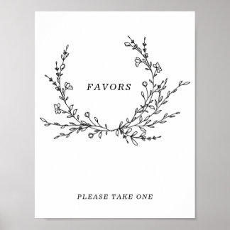 Minimalist Floral Line Art Favors Sign