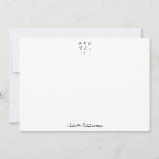 Minimalist Floral Line Art Personalised Simple Thank You Card (Front)