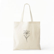 Minimalist Floral Line Art Tote Bag