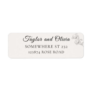 Minimalist Floral Line Art Wedding Address Label