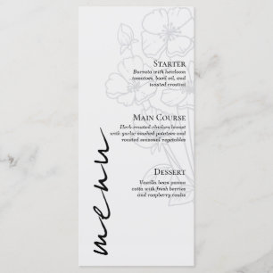 Minimalist Floral Line Art Wedding Menu Card