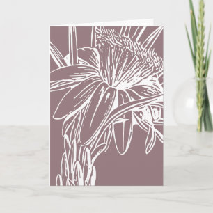Minimalist Floral Line Drawing in Plum Card
