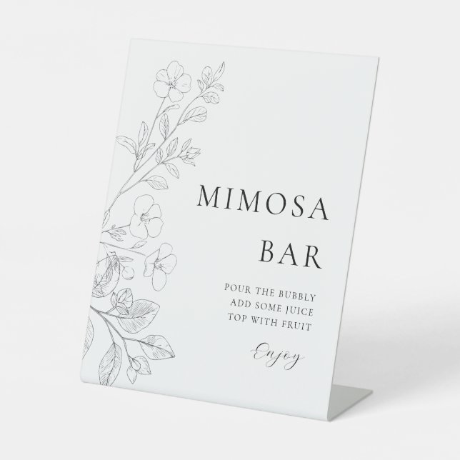 Minimalist Floral Mimosa Bar Sign (Front)