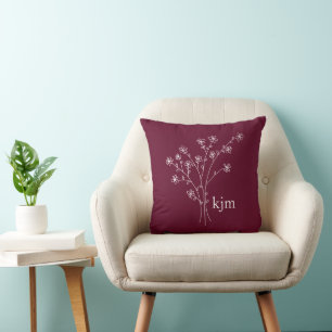 Minimalist Floral Monogram Cushion