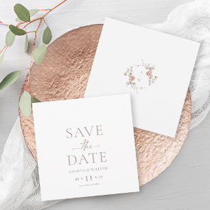 Minimalist Floral Monogram Save the Date Card
