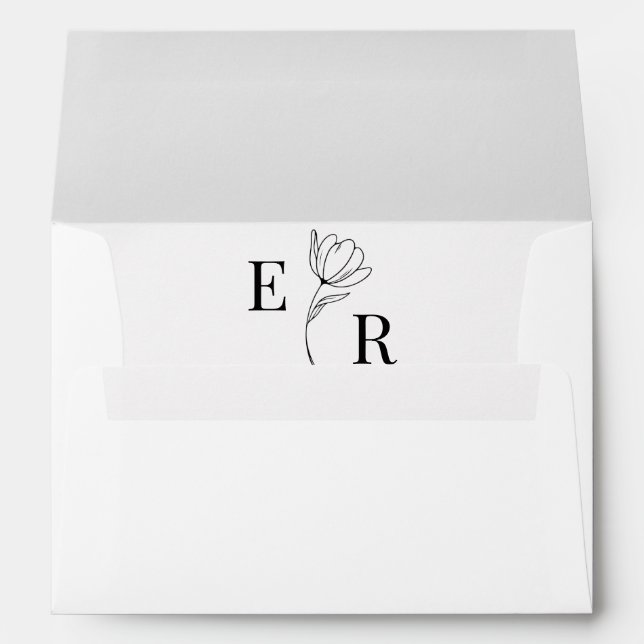 Minimalist Floral Monogram Wedding Envelope (Back (Bottom))