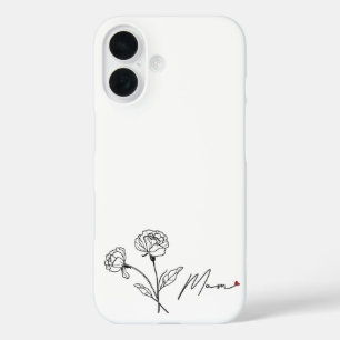 Minimalist Floral Mum Gift With Heart iPhone 16 Case
