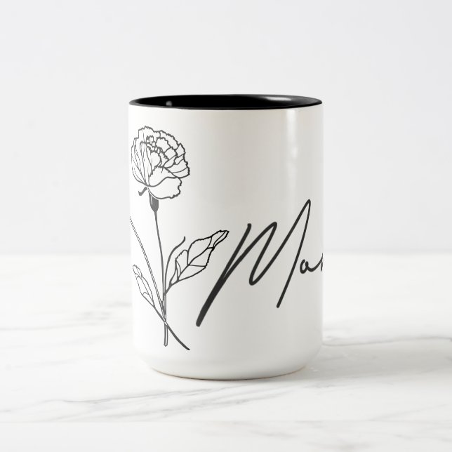 Minimalist Floral Mum Mug With Heart (Center)