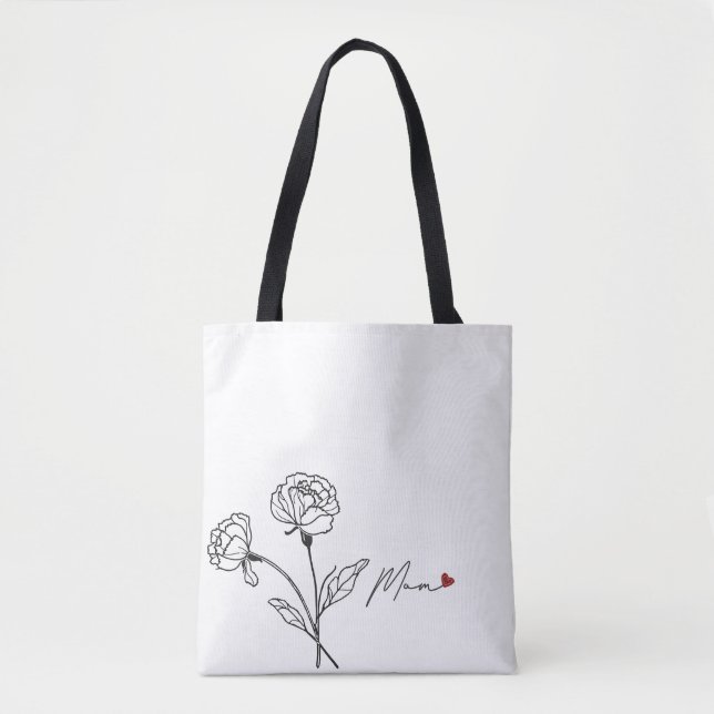 Minimalist Floral Mum Tote Bag Gift (Front)