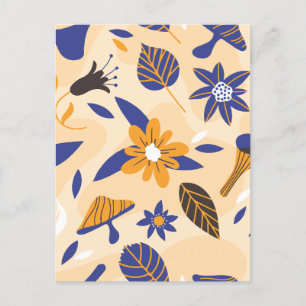Minimalist floral mushroom leaf holiday postcard