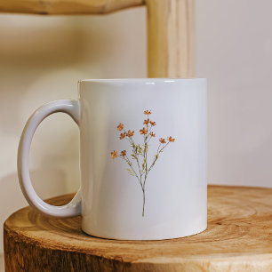 Minimalist Floral Nature Inspired Simple White Coffee Mug
