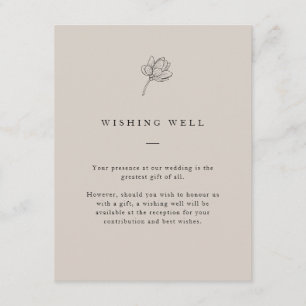Minimalist Floral Neutral Wishing Well  Enclosure Card