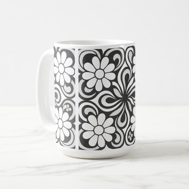 Minimalist Floral Pattern Coffee Mug (Front Left)