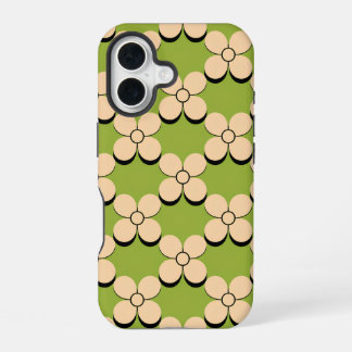 Minimalist Floral Pattern - Cream Petals on Olive iPhone 16 Case