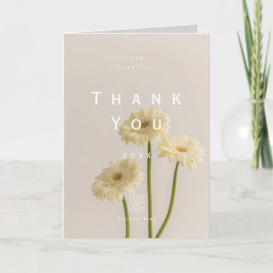 Minimalist Floral Photo Thank You Business Grey Card