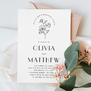 Minimalist Floral Photo Wedding Rehearsal Dinner Invitation