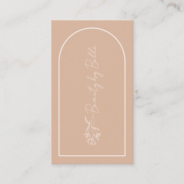 Minimalist Floral Pink Arch Beauty Aesthetician Business Card (Front)