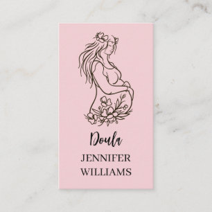 Minimalist Floral Pregnancy Line Art Doula Business Card