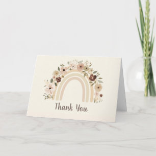 Minimalist Floral Rainbow Birthday Thank You Card