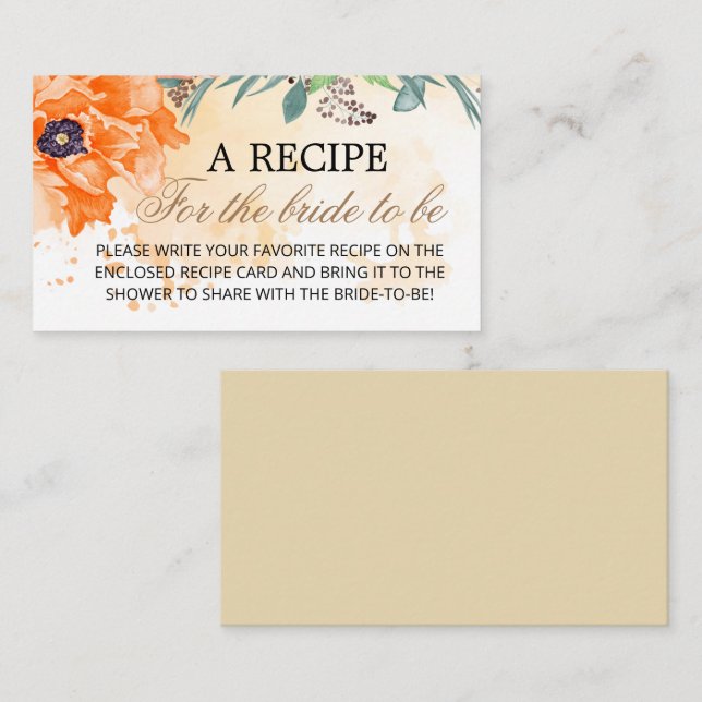Minimalist Floral Recipe for the  Enclosure Card (Front/Back)