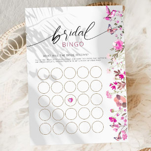Minimalist Floral Ruby Roses Bridal Bingo Game
