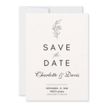 Minimalist Floral Save the Date Card