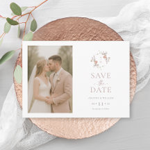 Minimalist Floral Save the Date Photo Card
