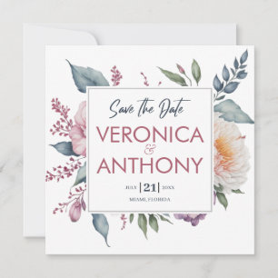 Minimalist Floral Save The Date QR Code Wedding Invitation