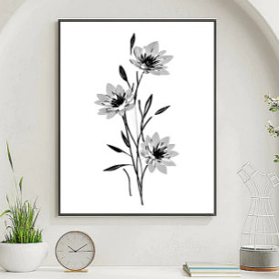 Minimalist floral sketch art poster