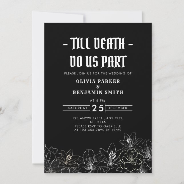 Minimalist Floral Till Death Do Us Part Wedding Invitation (Front)