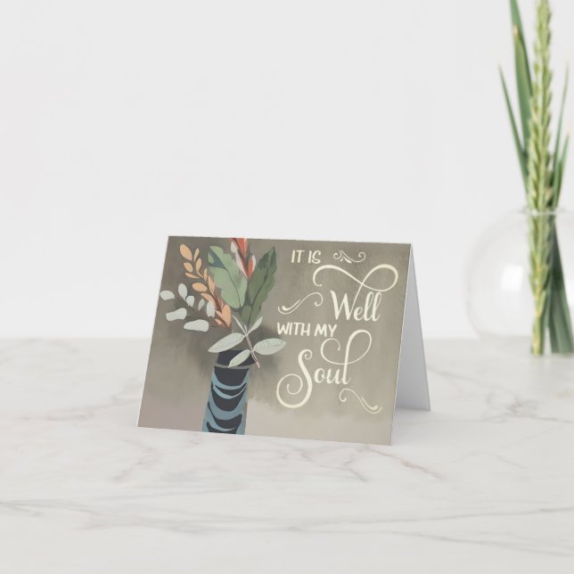 Minimalist floral vase  It is well Card (Front)