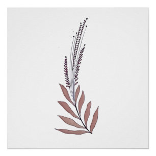 Minimalist Floral Wall Art in Soft & Plum Hue