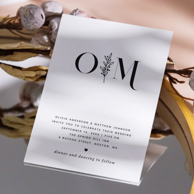 Minimalist Floral Wedding | Elegant Black & White Invitation (Creator Uploaded)