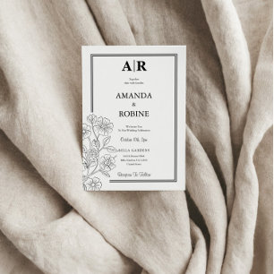 Minimalist Floral Wedding Invitation