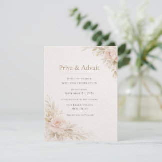 Minimalist Floral Wedding Invitation 