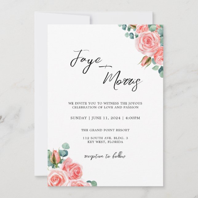 Minimalist Floral Wedding Invitation (Front)