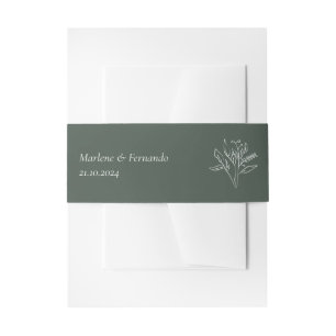 Minimalist Floral Wedding Invitation Belly Band 