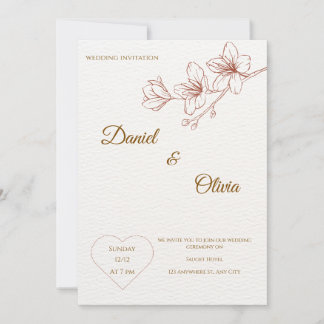 Minimalist Floral Wedding Invitation Card