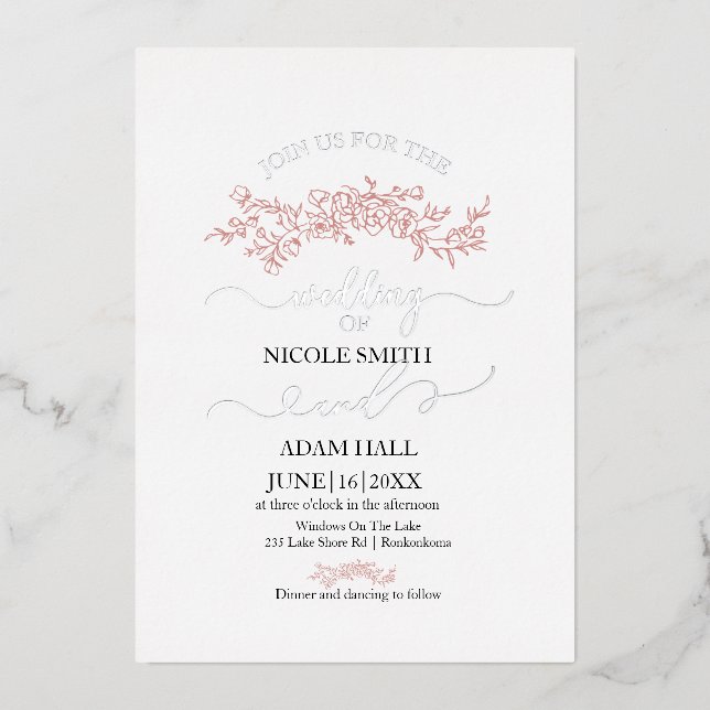 Minimalist Floral Wedding Invitation | Elegant Bot (Front)