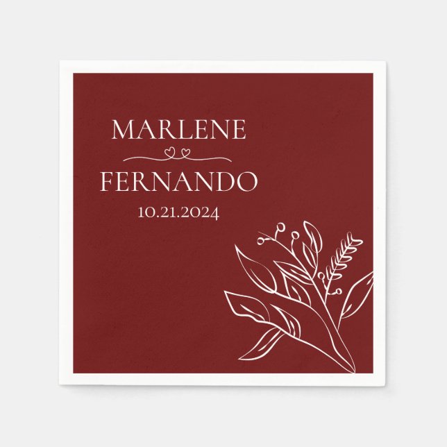 Minimalist Floral Wedding Napkins (Front)